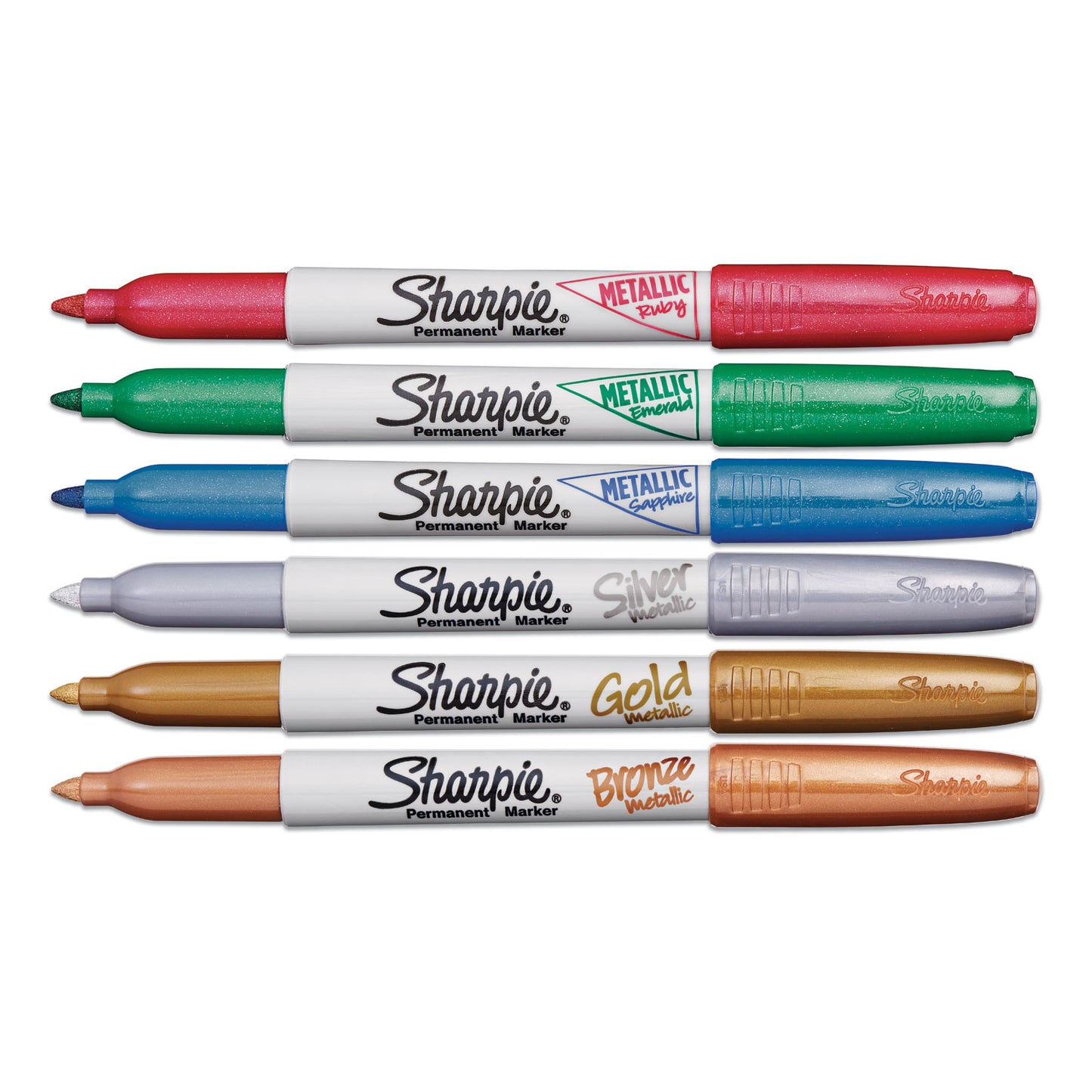 Sharpie Metallic Fine Point Permanent Markers, Fine Bullet Tip, Blue-Green-Red, 6/Pack (2029678)