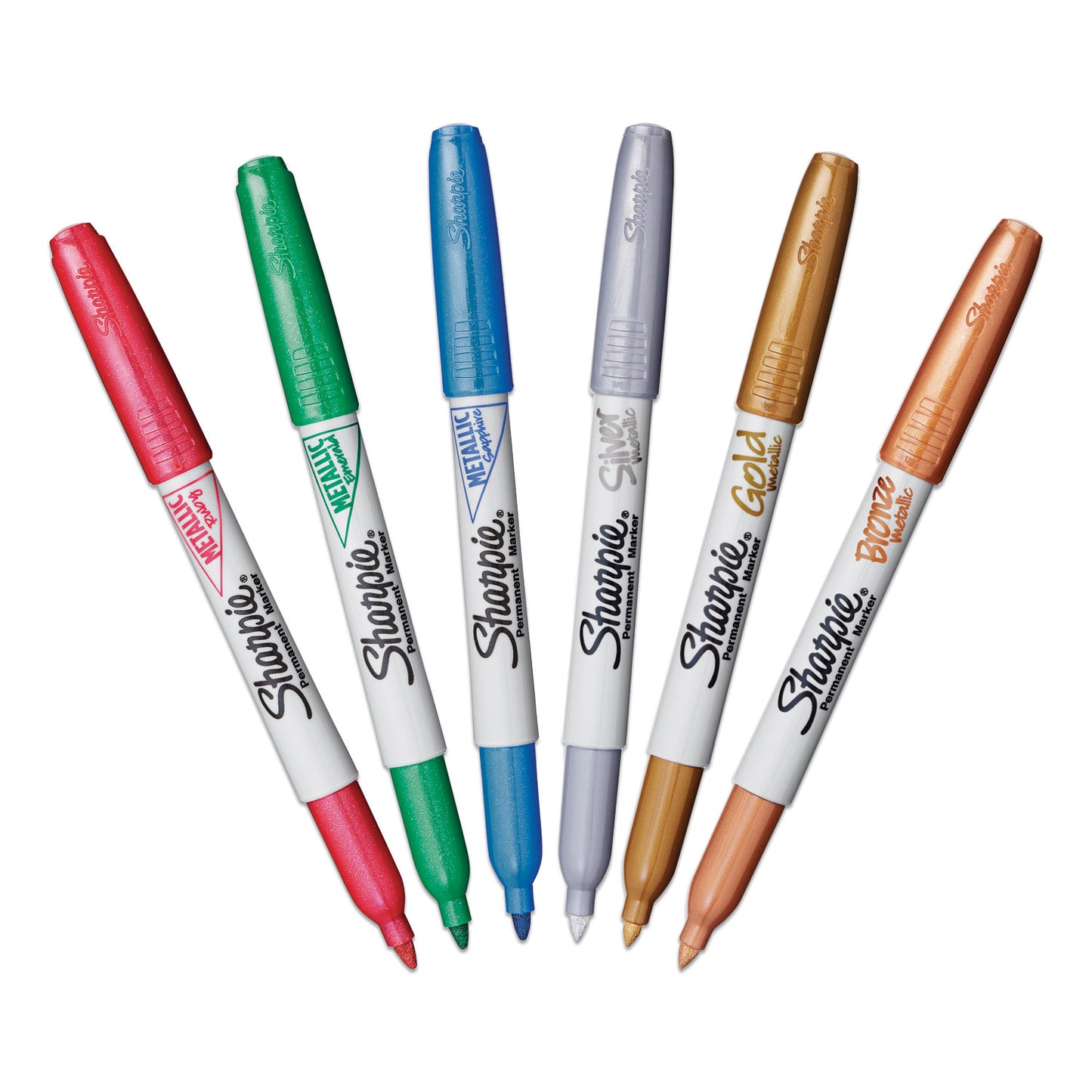 Sharpie Metallic Fine Point Permanent Markers, Fine Bullet Tip, Blue-Green-Red, 6/Pack (2029678)