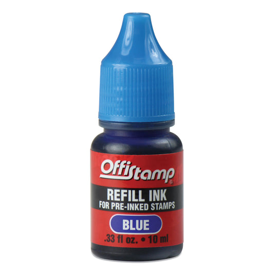 Offistamp Refill Ink for Pre-Inked Stamps, 0.33 oz, Blue (034518)