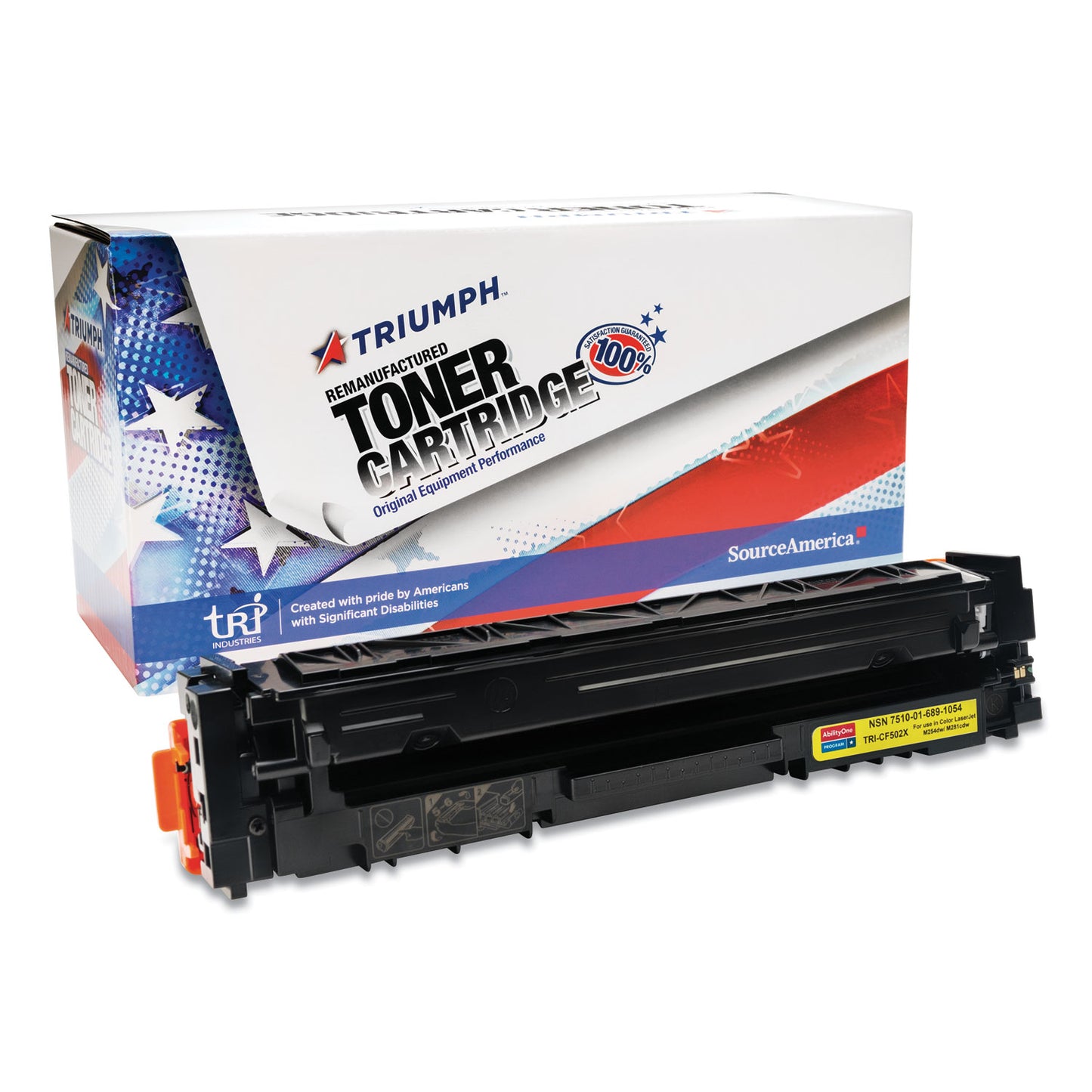 AbilityOne 7510016891054 Remanufactured CF502X (202X) High-Yield Toner, 2,500 Page-Yield, Yellow