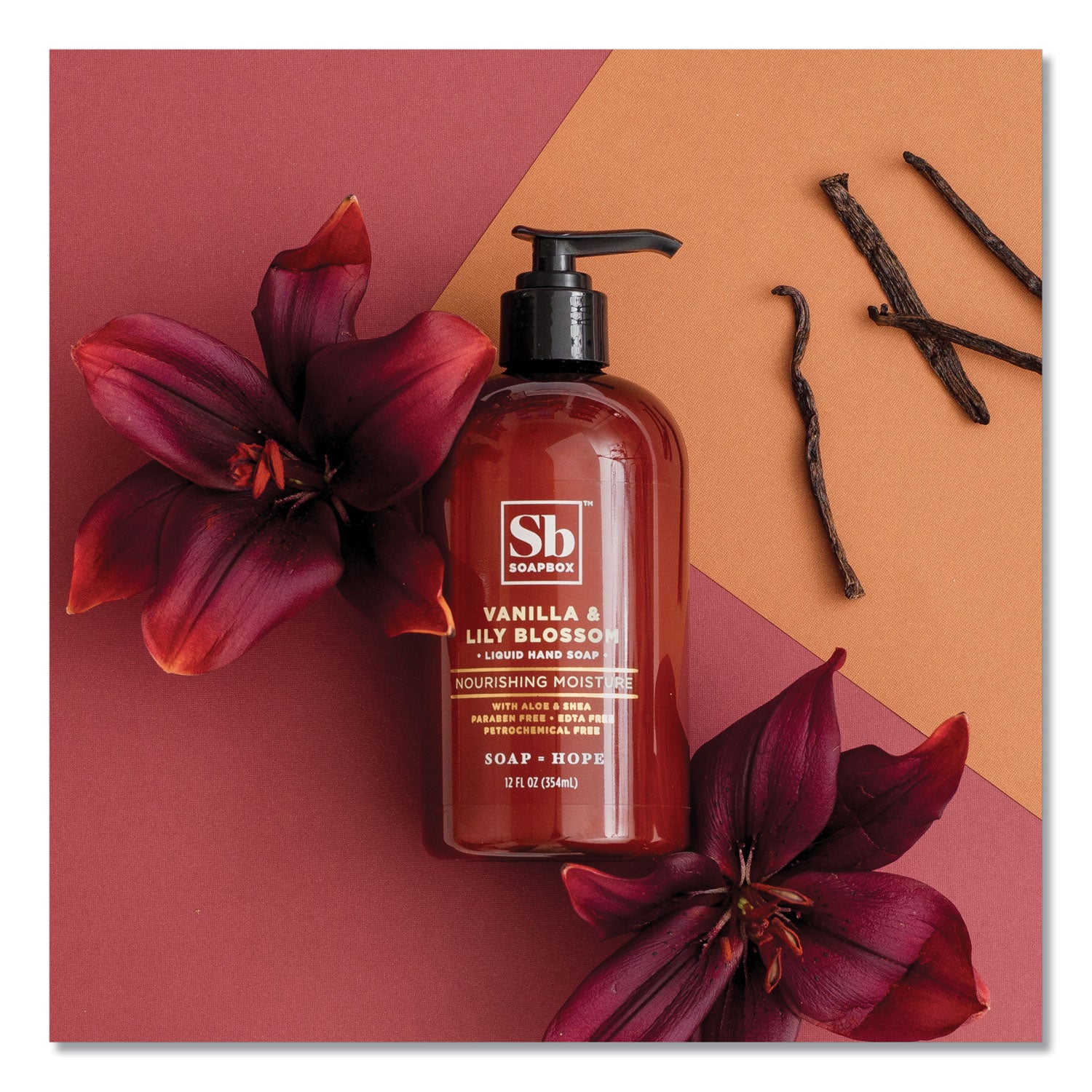 Soapbox Hand Soap, Vanilla and Lily Blossom Scent, 12 oz, 3/Box (00679BX)