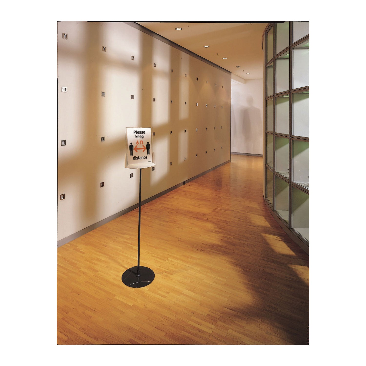 Durable Sherpa Infobase Sign Stand, Acrylic/Metal, 40" to 60" High, Gray (558957)