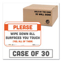 Tabbies BeSafe Messaging Repositionable Wall/Door Signs, 9 x 6, Please Wipe Down All Surfaces You Touch, White, 30/Carton (29163)