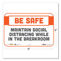 Tabbies BeSafe Messaging Repositionable Wall/Door Signs, 9 x 6, Maintain Social Distancing While In The Breakroom, White, 3/Pack (29056)