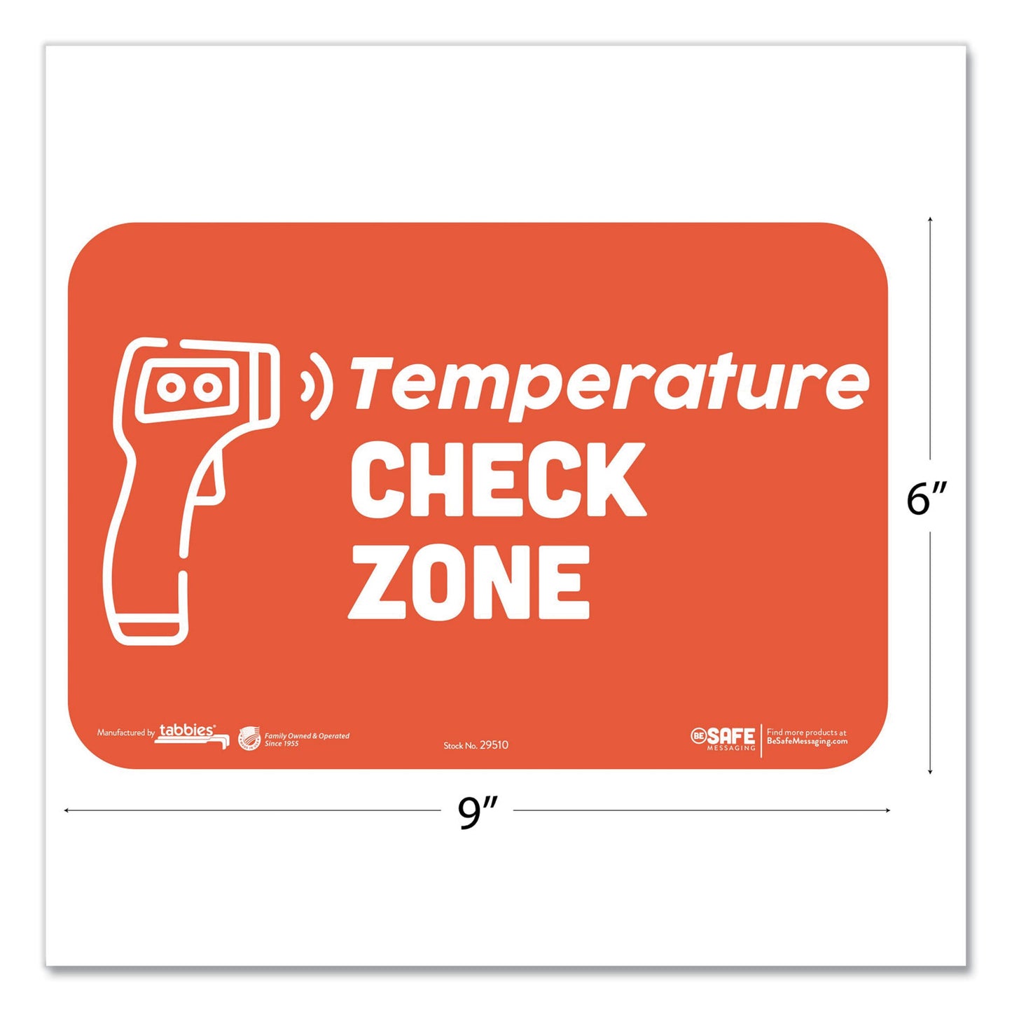 Tabbies BeSafe Messaging Education Wall Signs, 9 x 6,  "Temperature Check Zone", 3/Pack (29510)