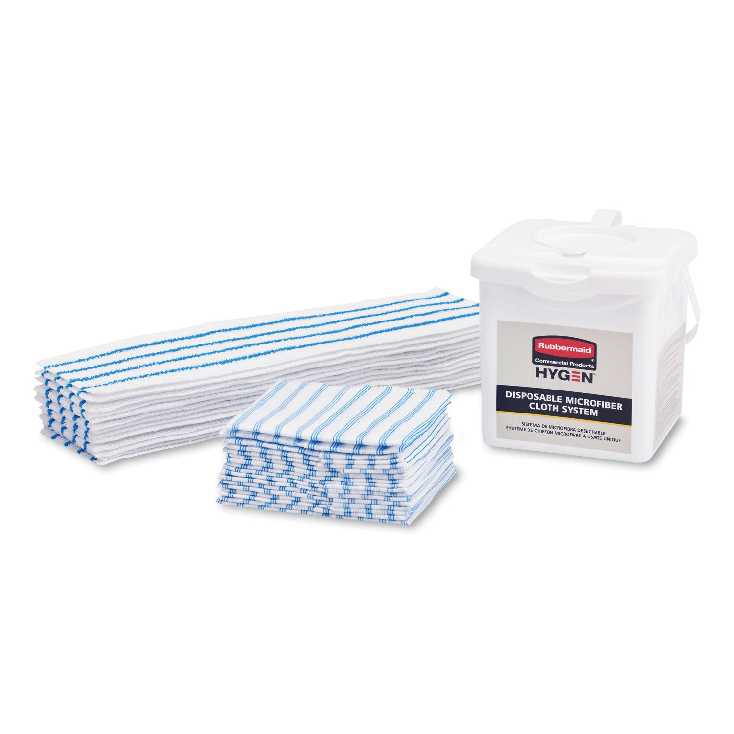 Rubbermaid Disposable Microfiber Pad, 4.75 x 19, White/Blue Stripes, 50/Pack, 3 Packs/Carton (2134282)