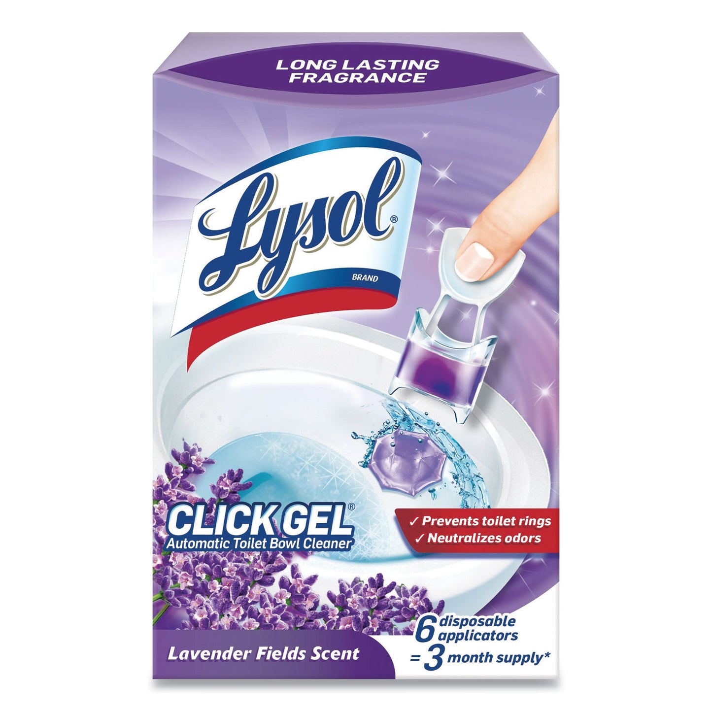 LYSOL Brand Click Gel Automatic Toilet Bowl Cleaner, Lavender Fields, 6/Box, 4 Boxes/Carton (89060CT)