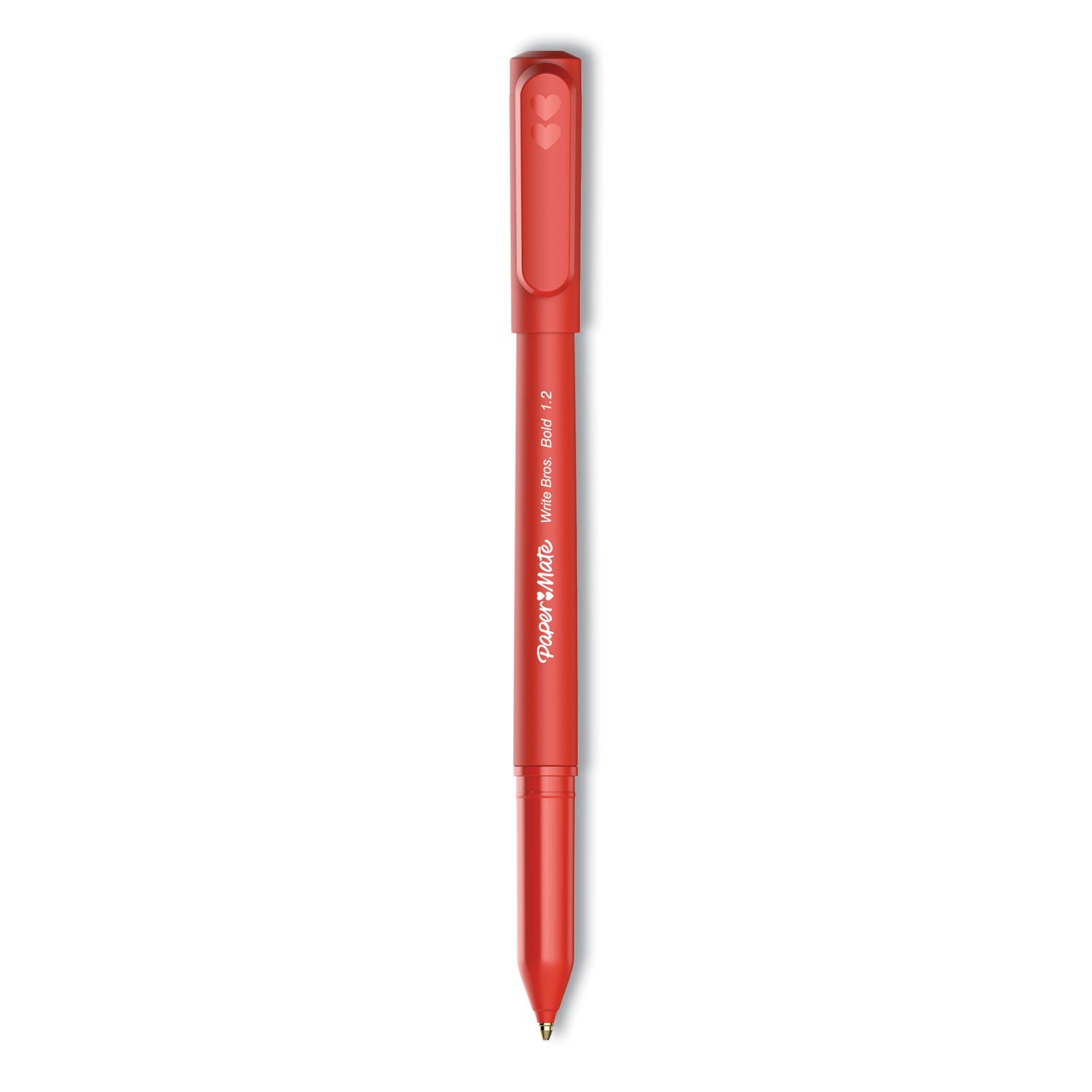 Paper Mate Write Bros. Ballpoint Pen, Stick, Bold 1.2 mm, Red Ink, Red Barrel, Dozen (2124521)