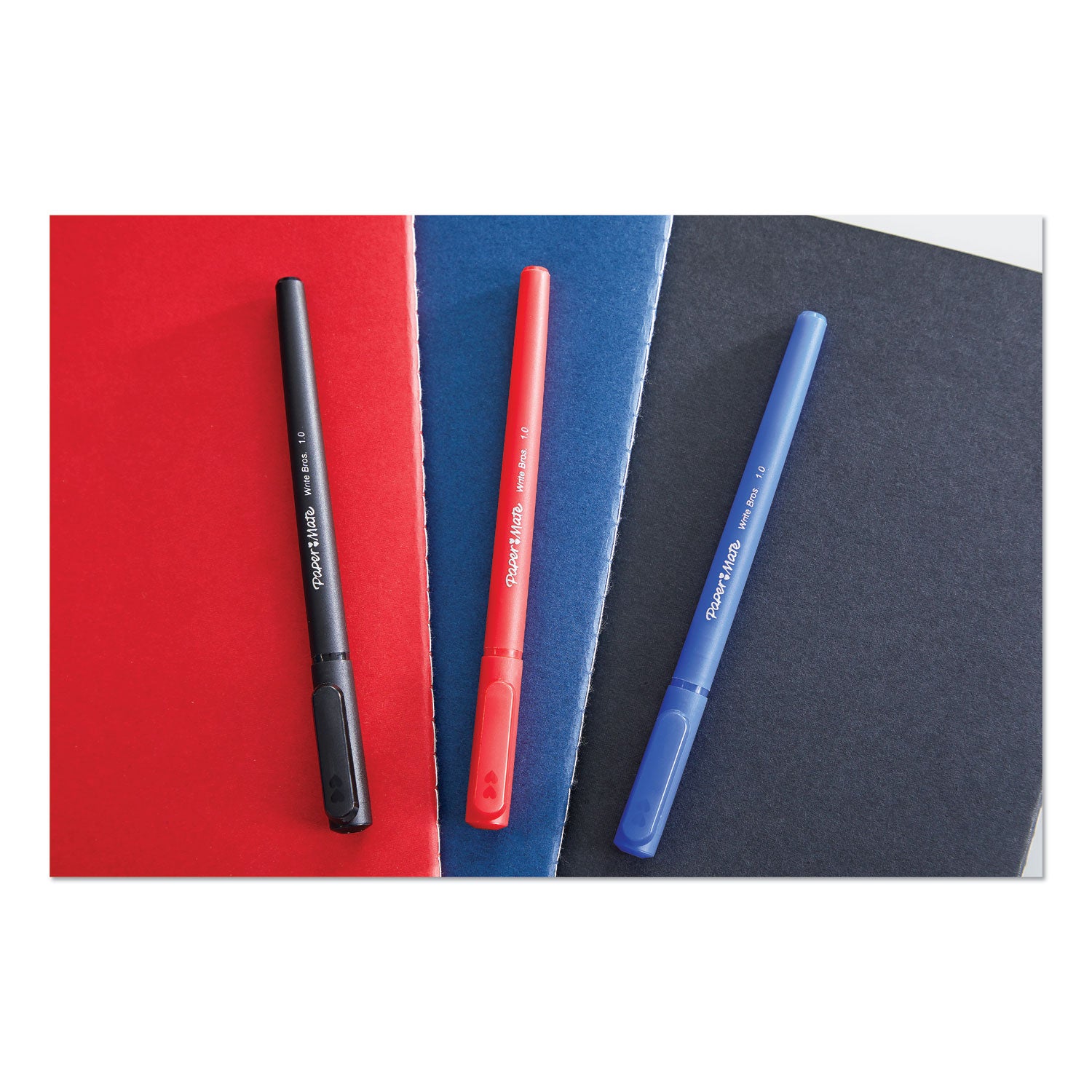 Paper Mate Write Bros. Grip Ballpoint Pen, Stick, Medium 1 mm, Black Ink, Black Barrel, Dozen (2124509)