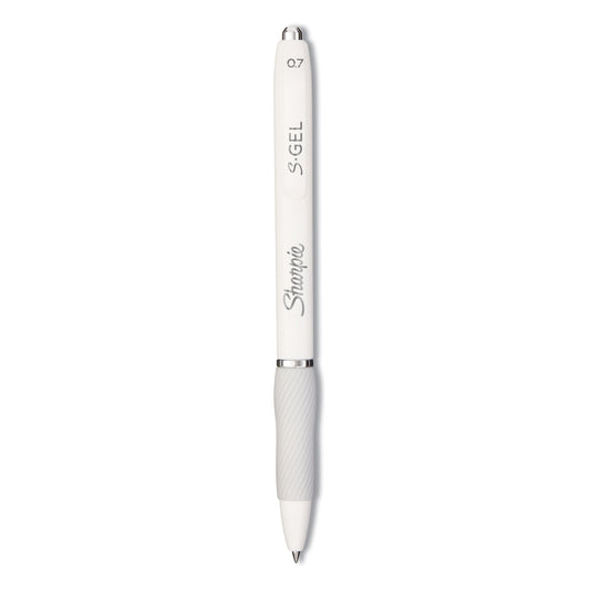 Sharpie S-Gel Fashion Barrel Gel Pen, Retractable, Medium 0.7 mm, Black Ink, Pearl White Barrel, Dozen (2126236)