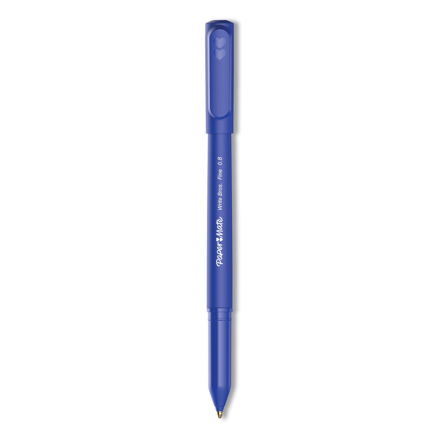 Paper Mate Write Bros. Ballpoint Pen, Stick, Fine 0.8 mm, Blue Ink, Blue Barrel, Dozen (2124512)