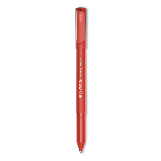 Paper Mate Write Bros. Ballpoint Pen, Stick, Fine 0.8 mm, Red Ink, Red Barrel, Dozen (2124517)