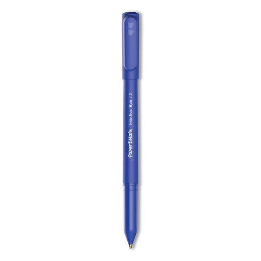 Paper Mate Write Bros. Ballpoint Pen, Stick, Bold 1.2 mm, Blue Ink, Blue Barrel, Dozen (2124513)