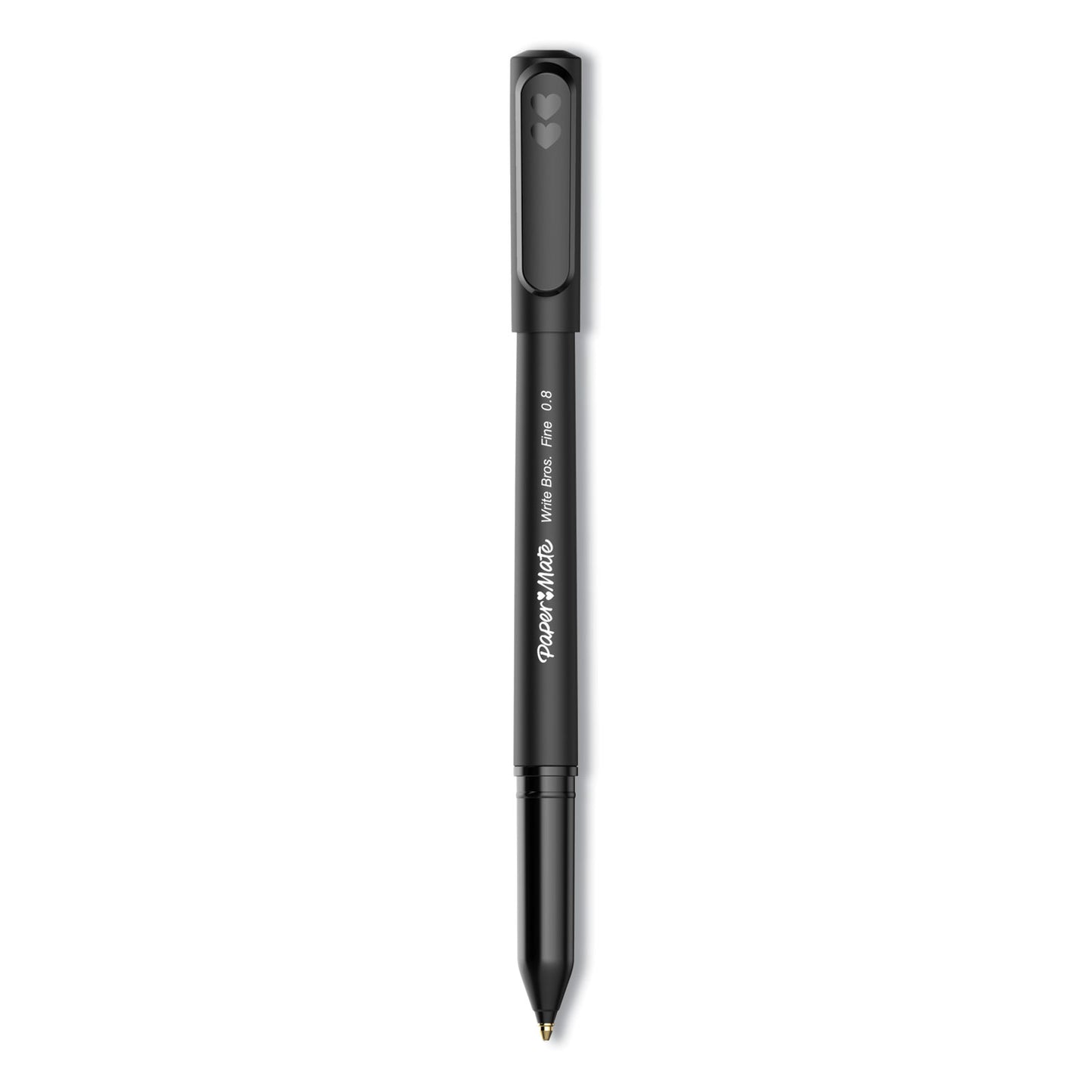 Paper Mate Write Bros. Ballpoint Pen, Stick, Fine 0.8 mm, Black Ink, Black Barrel, Dozen (2124515)