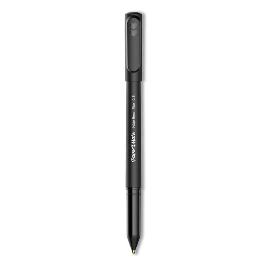 Paper Mate Write Bros. Ballpoint Pen, Stick, Fine 0.8 mm, Black Ink, Black Barrel, Dozen (2124515)