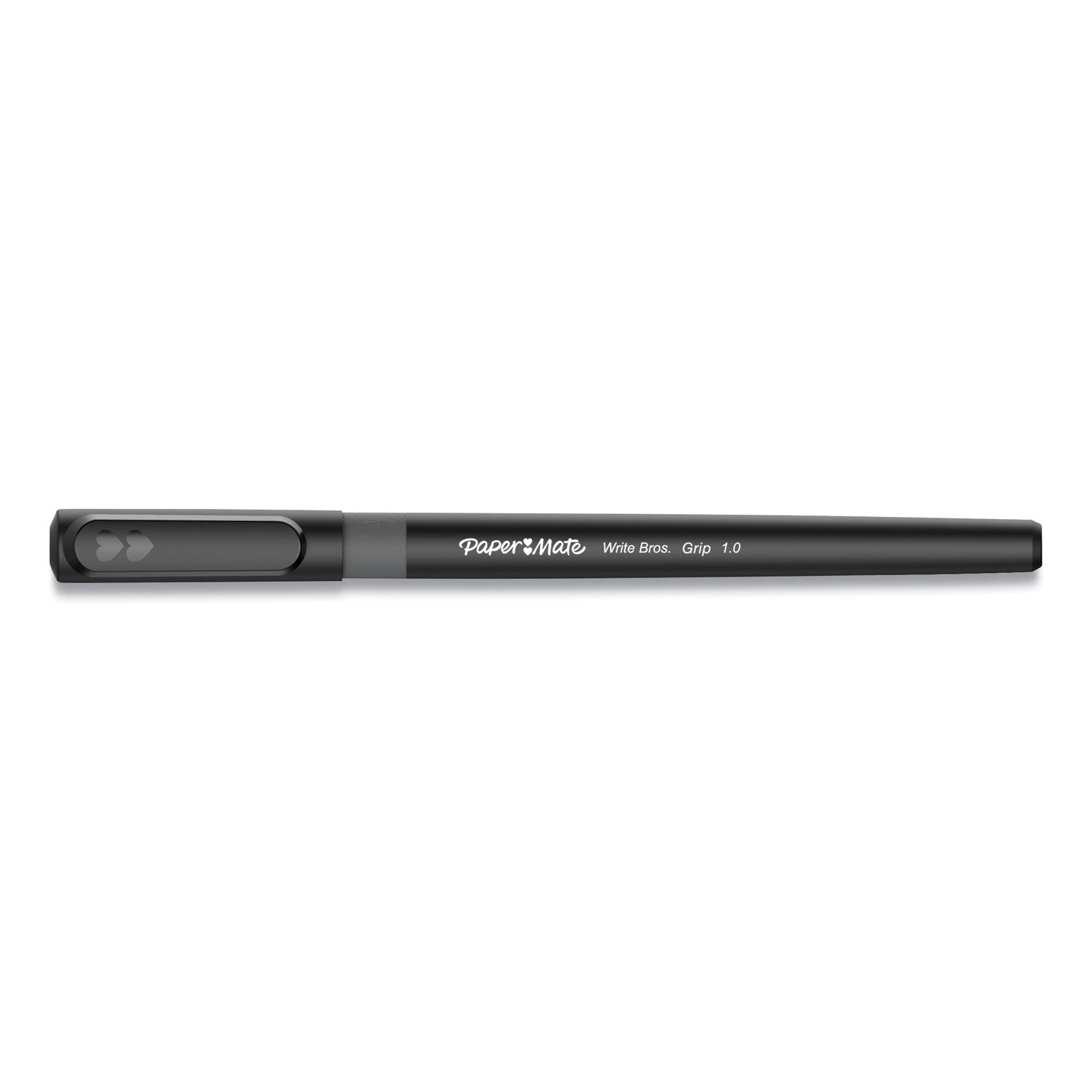 Paper Mate Write Bros. Grip Ballpoint Pen, Stick, Medium 1 mm, Black Ink, Black Barrel, Dozen (2124509)