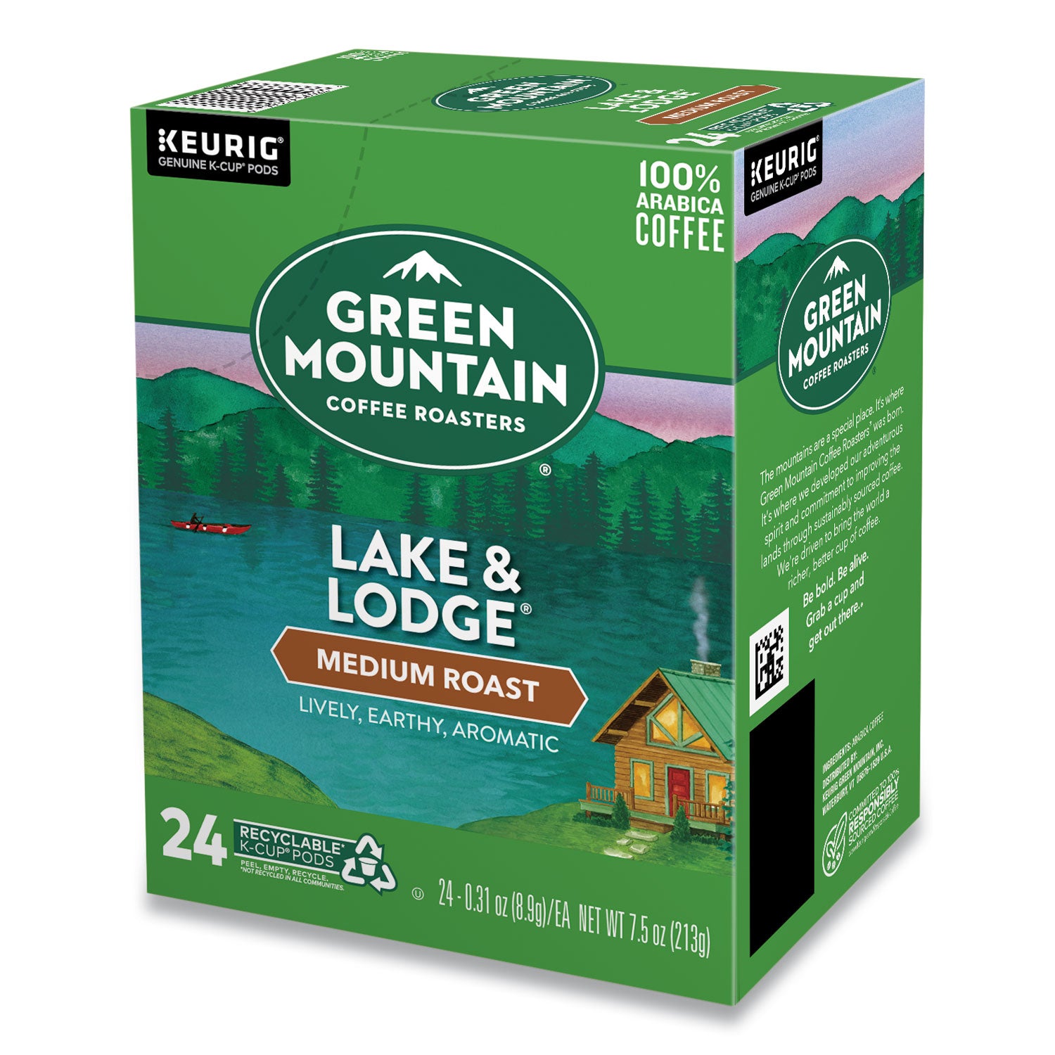 Keurig Lake and Lodge Coffee K-Cups, Medium Roast, 24/Box (6523)