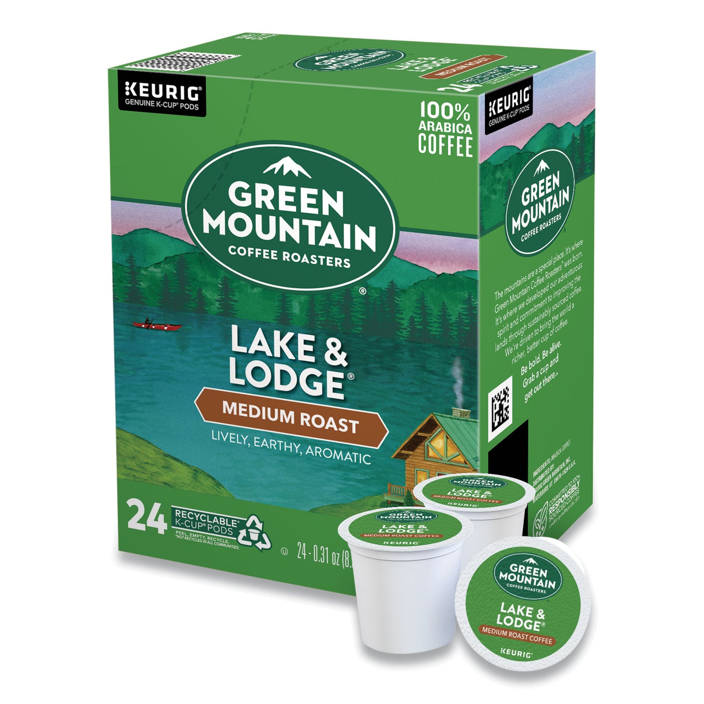 Keurig Lake and Lodge Coffee K-Cups, Medium Roast, 24/Box (6523)