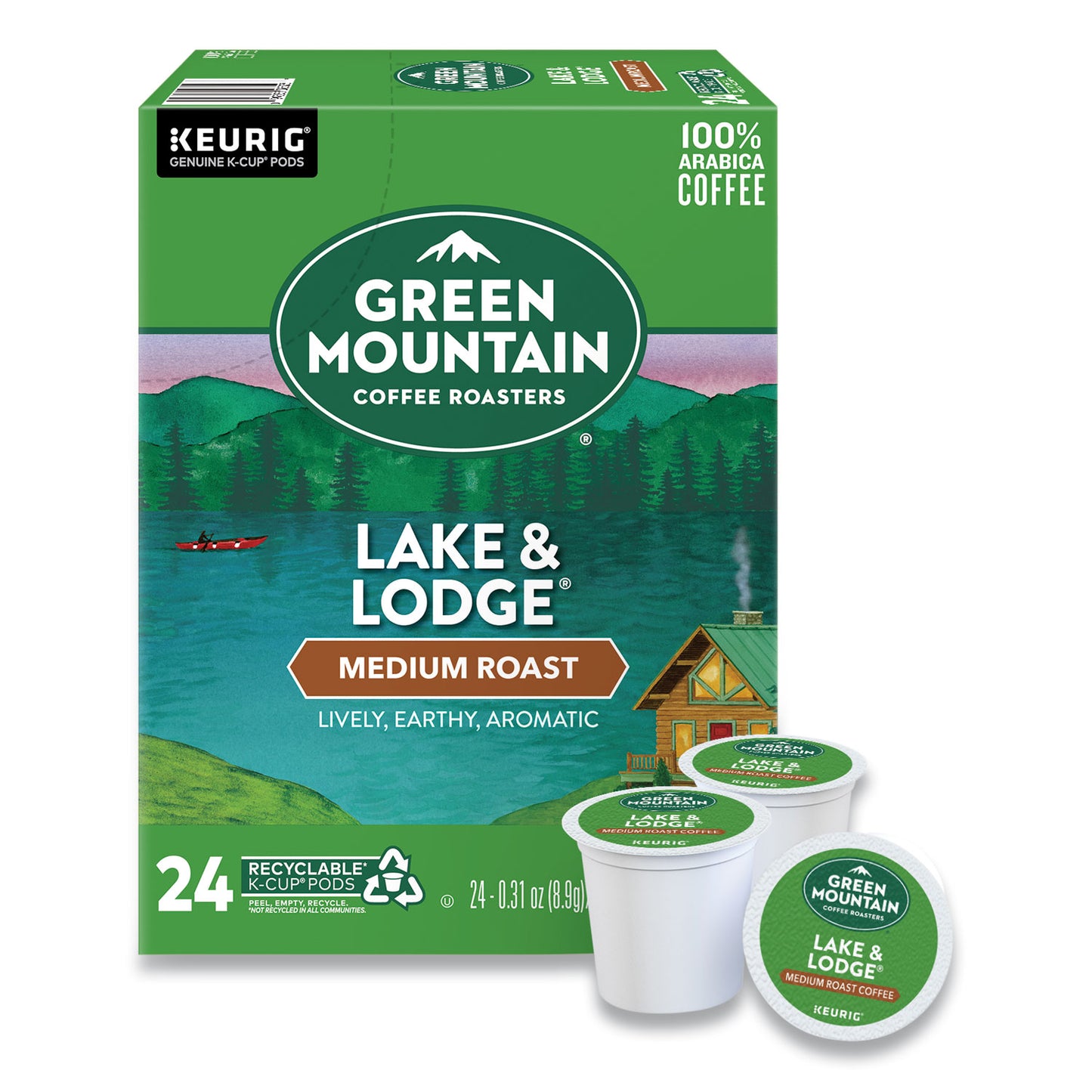 Keurig Lake and Lodge Coffee K-Cups, Medium Roast, 24/Box (6523)