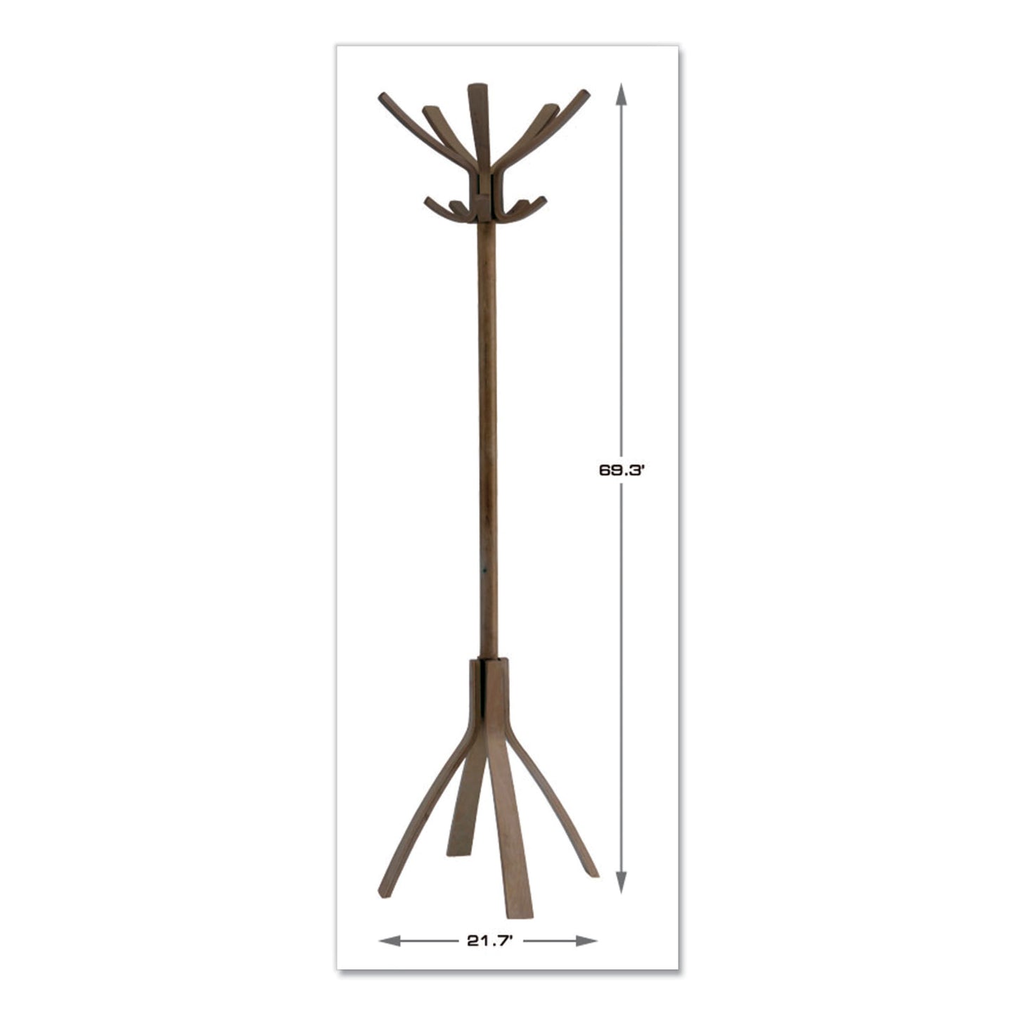 Alba Cafe Wood Coat Stand, Ten Peg/Five Hook, 21.67w x 21.67d x 69.33h, Espresso Brown (PMCAFE)