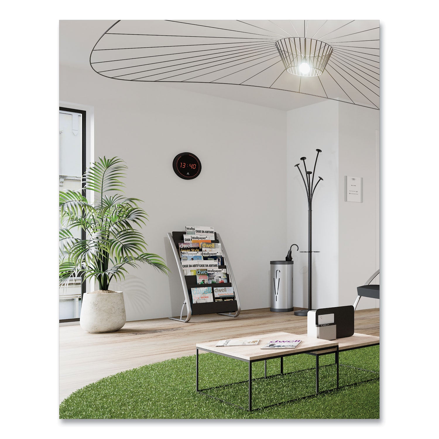 Alba Triangular Umbrella Stand, Steel, 10.25w x 10.25d x 23.67h, Silver/Black (PMTRIA2M)