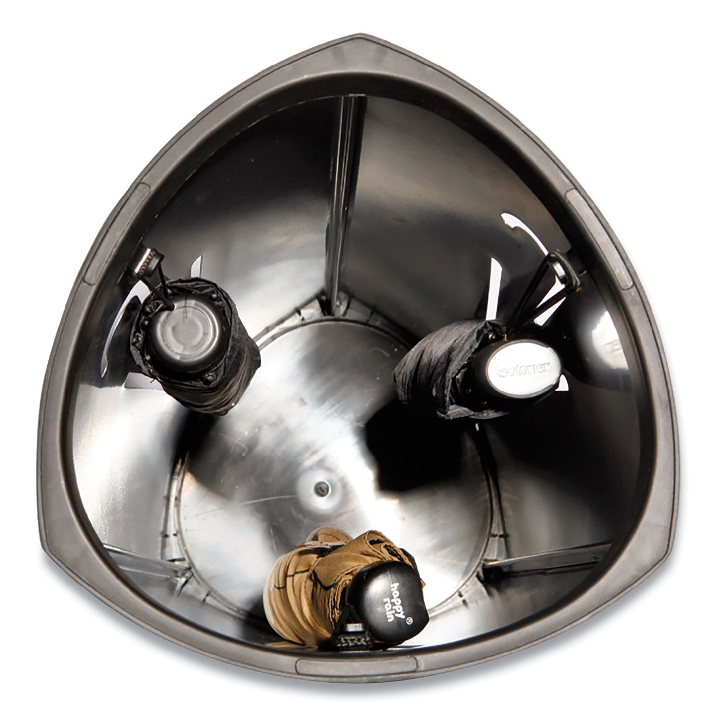 Alba Triangular Umbrella Stand, Steel, 10.25w x 10.25d x 23.67h, Silver/Black (PMTRIA2M)