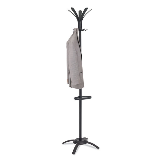 Alba CLEO Coat Stand, Stand Alone Rack, Ten Knobs, Steel/Plastic, 19.75w x 19.75d x 68.9h, Black (PMCLEON)