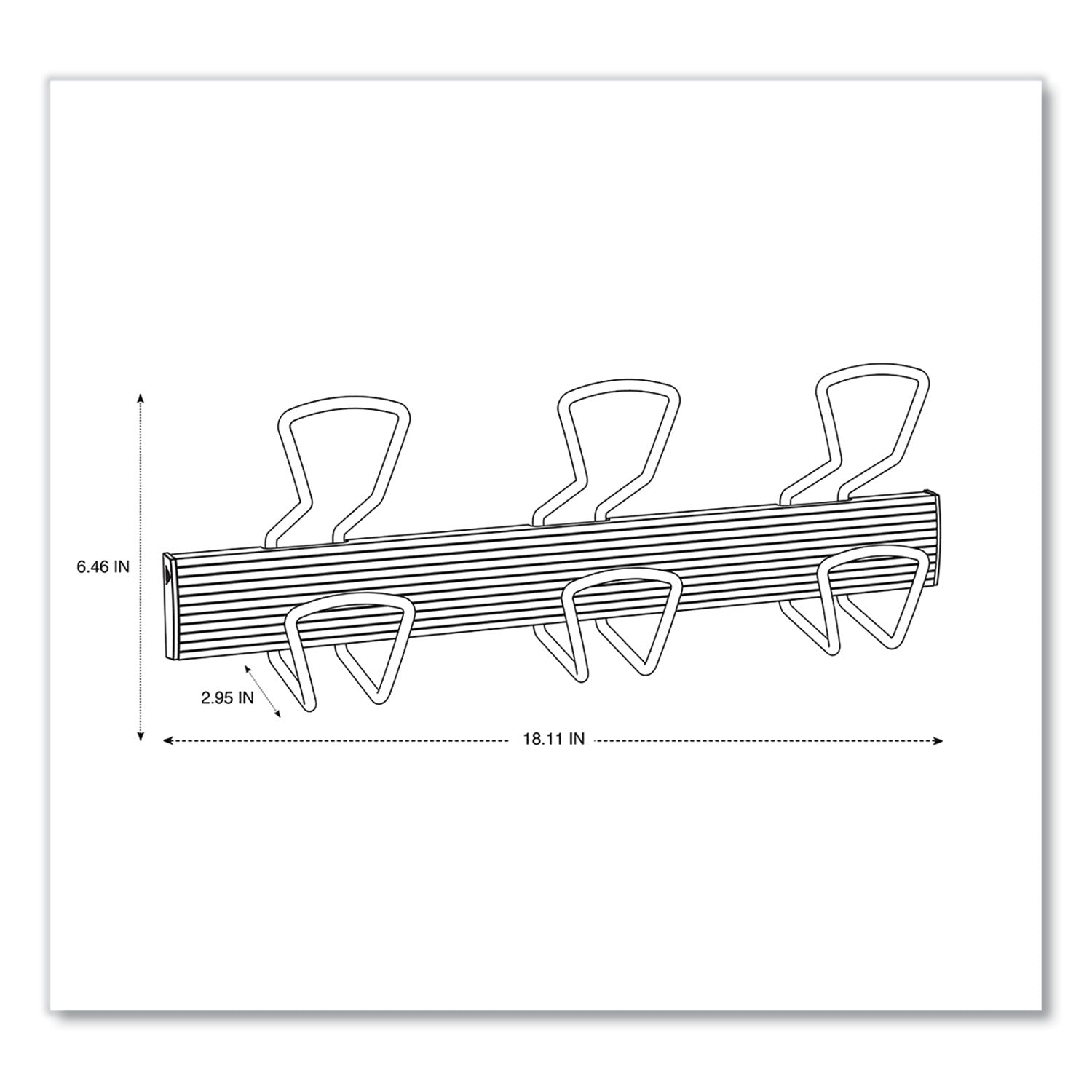 Alba Wall-Mount Coat Hooks, 18.11 x 2.95 x 6.45, Metal, Silver, 22 lb Capacity (PMPRO3M)