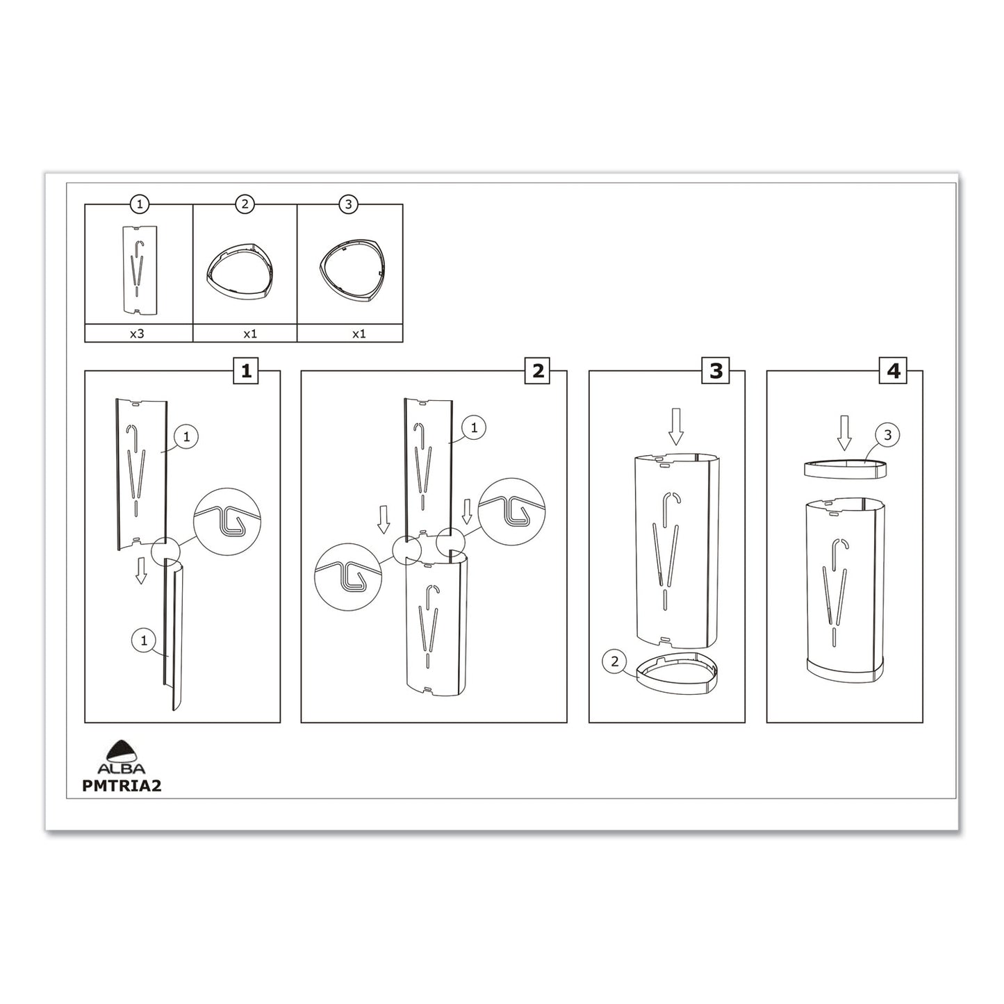 Alba Triangular Umbrella Stand, Steel/Plastic, 10.25w x 10.25d x 23.67h, Black (PMTRIA2N)