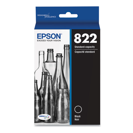 Epson T822120-S (T822) DURABrite Ultra Ink, 350 Page-Yield, Black