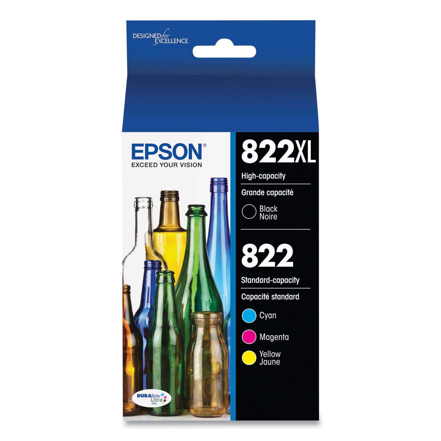 Epson T822XL-BCS (T822XL/T822) DURABrite Ultra High-Yield/Standard Ink, Black/Cyan/Magenta/Yellow