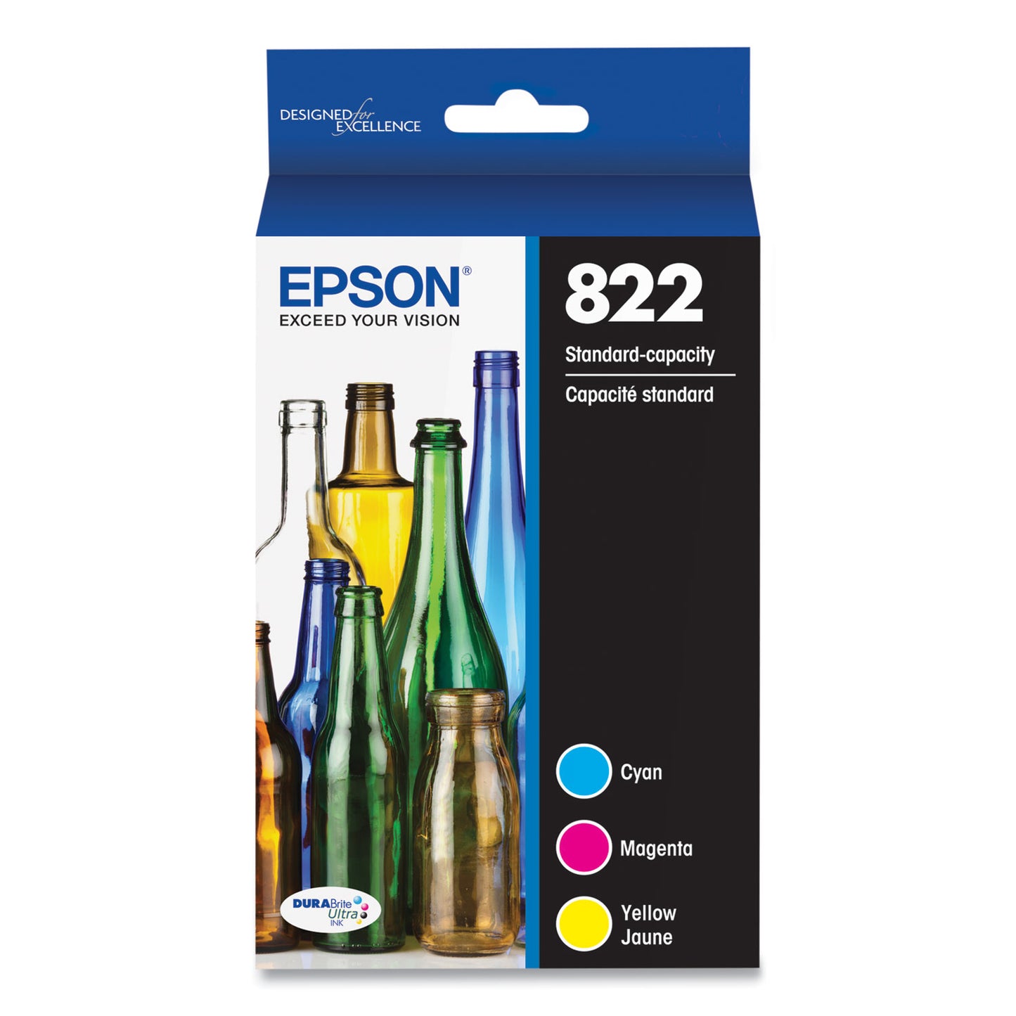 Epson T822520-S (T822) DURABrite Ultra Ink, 240 Page-Yield, Cyan/Magenta/Yellow