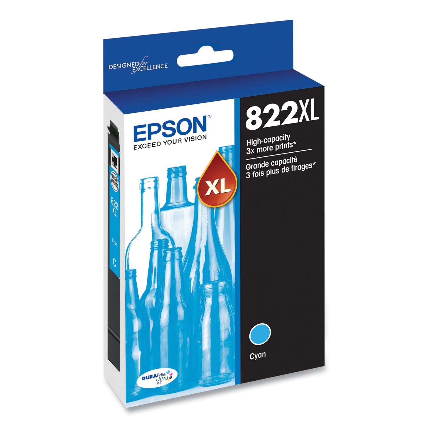 Epson T822XL220-S (T822XL) DURABrite Ultra High-Yield Ink, 1,100 Page-Yield, Cyan
