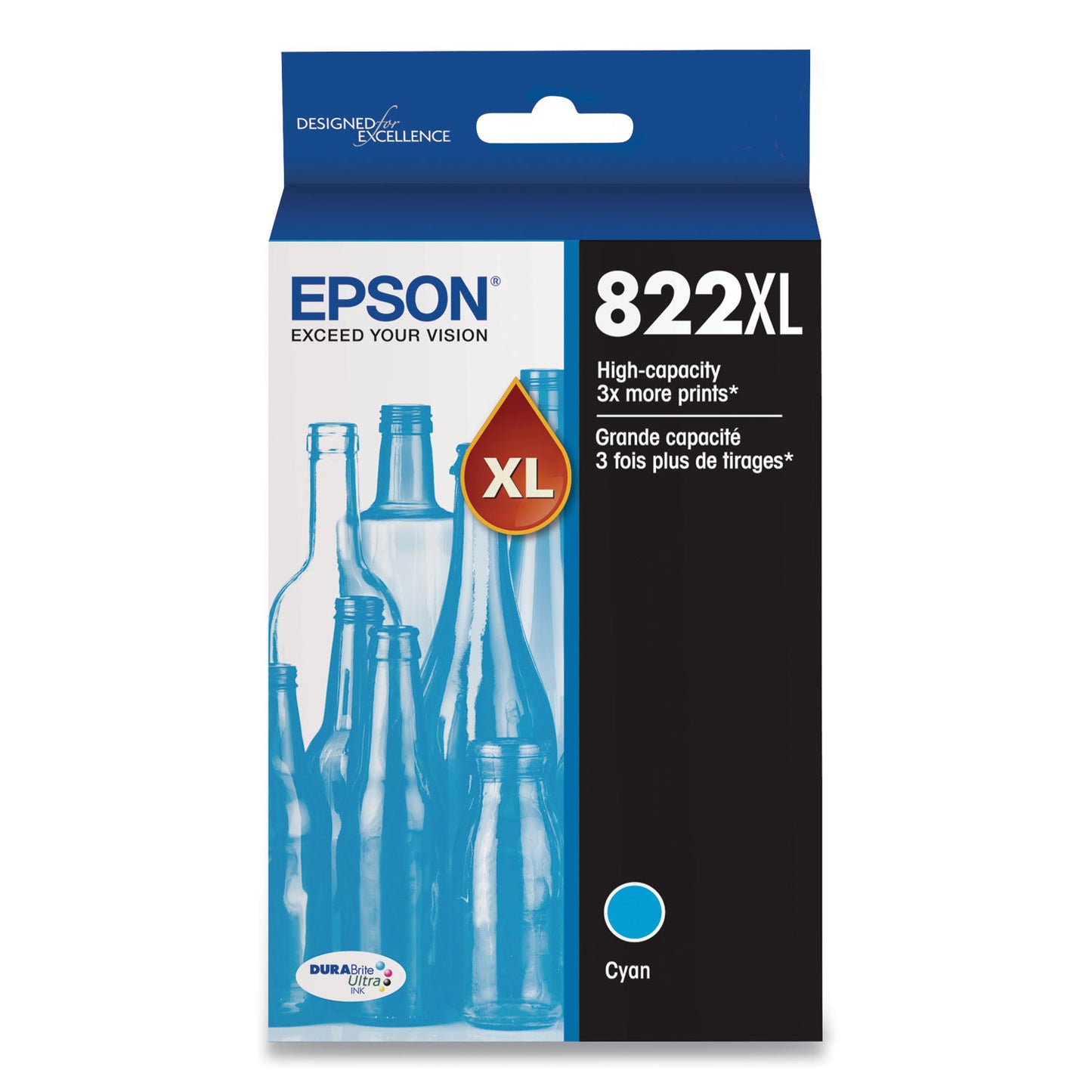 Epson T822XL220-S (T822XL) DURABrite Ultra High-Yield Ink, 1,100 Page-Yield, Cyan