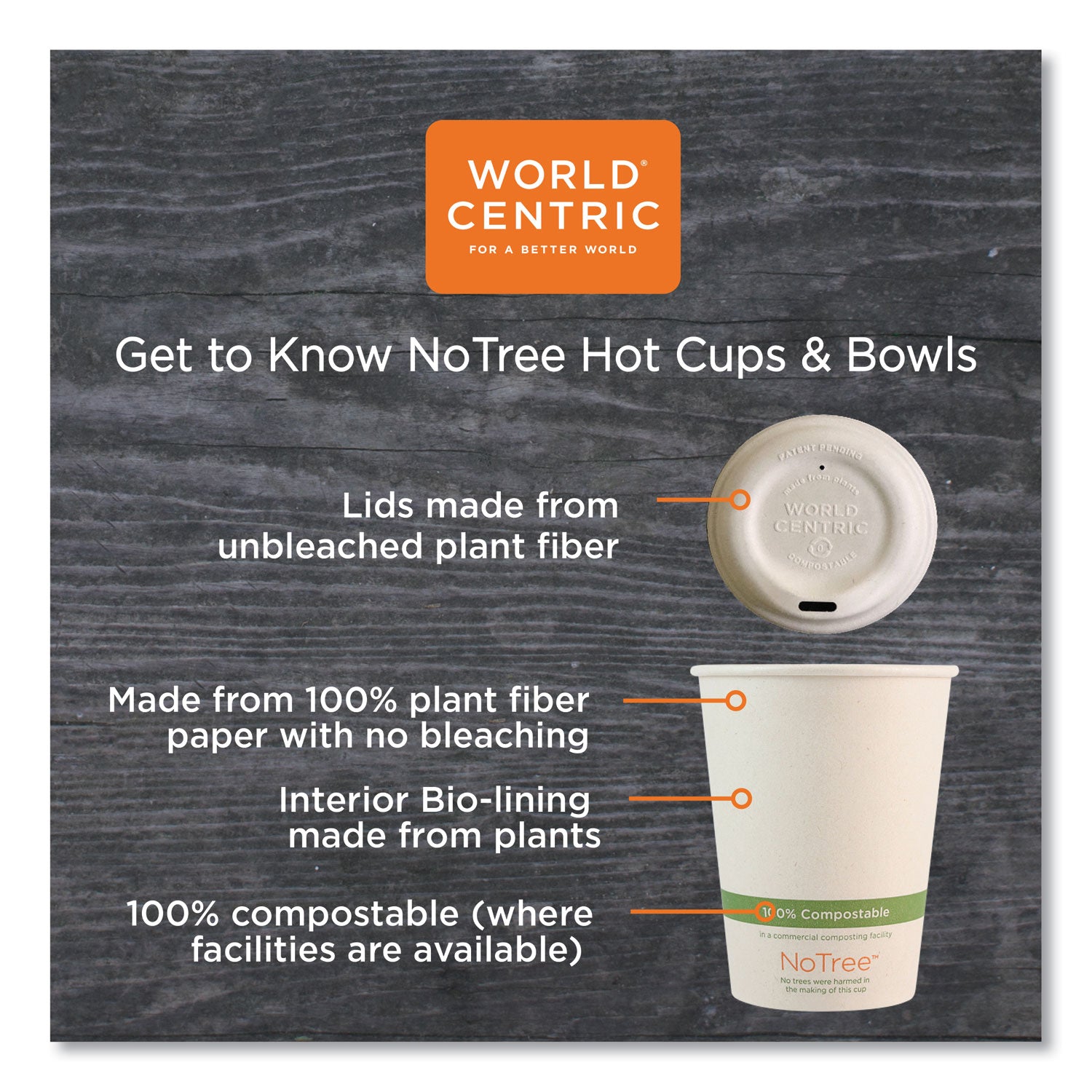 World Centric No Tree Paper Bowls, 12 oz, 4.4" Diameter x 2.5"h, Natural, Sugarcane, 500/Carton (BOSU12)