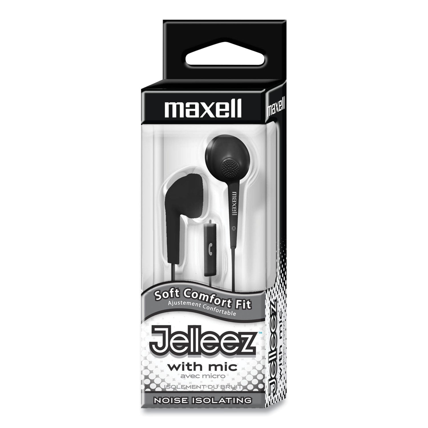 Maxell Jelleez Earbuds, 4 ft Cord, Black (191569)