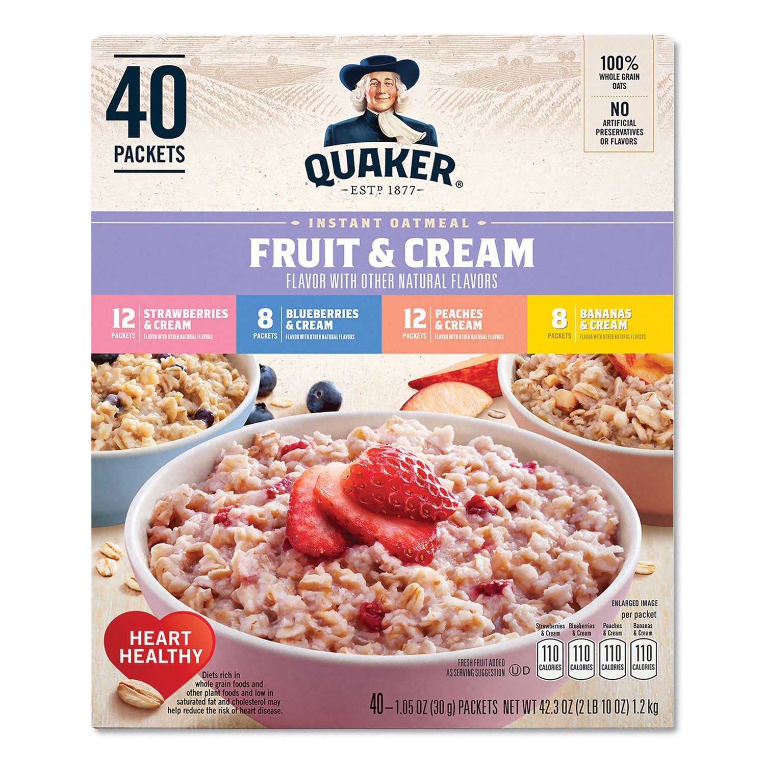 Quaker Instant Oatmeal, Assorted Varieties, 1.05 oz Packet, 40/Box (22001144)