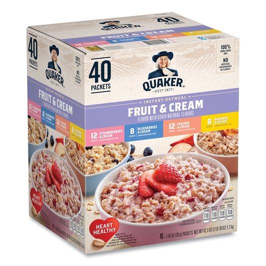 Quaker Instant Oatmeal, Assorted Varieties, 1.05 oz Packet, 40/Box (22001144)