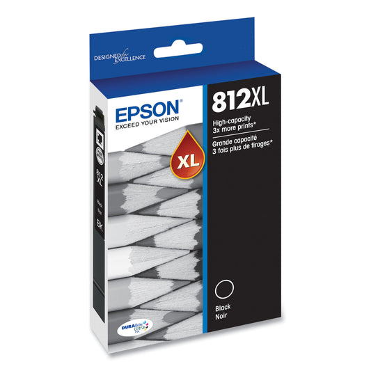 Epson T812XL120-S (T812XL) DURABrite Ultra High-Yield Ink, 1,100 Page-Yield, Black