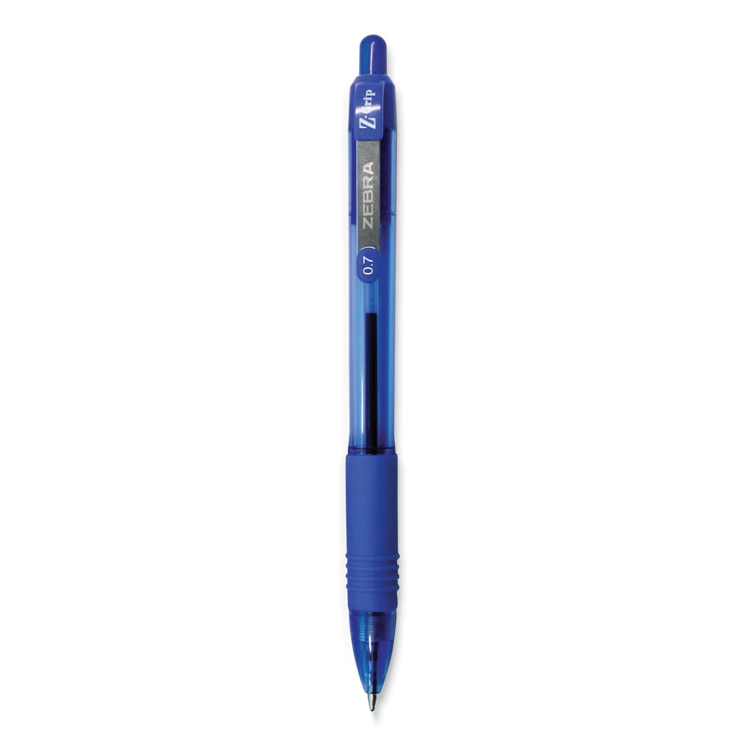 Zebra Z-Grip Ballpoint Pen, Retractable, Medium 0.7 mm, Blue Ink, Translucent Blue/Blue Barrel, 12/Pack (23920)