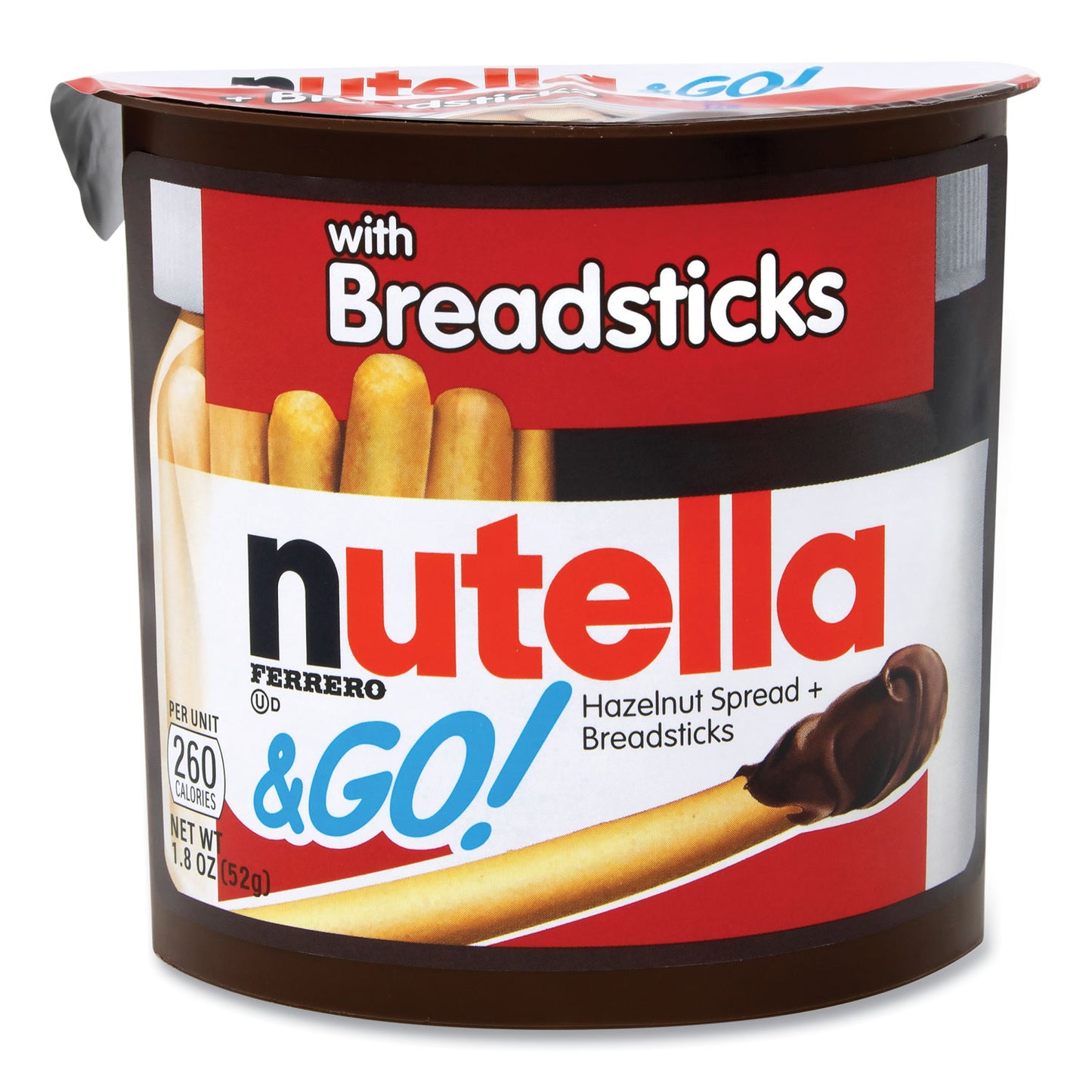 Nutella Hazelnut Spread and Breadsticks, 1.8 oz Single-Serve Tub, 16/Pack (22001135)