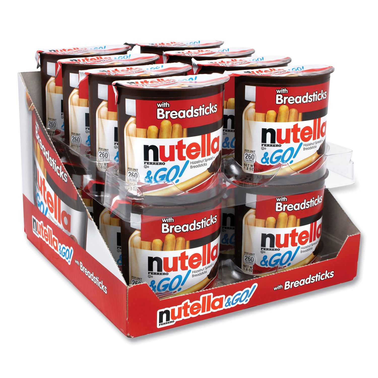 Nutella Hazelnut Spread and Breadsticks, 1.8 oz Single-Serve Tub, 16/Pack (22001135)