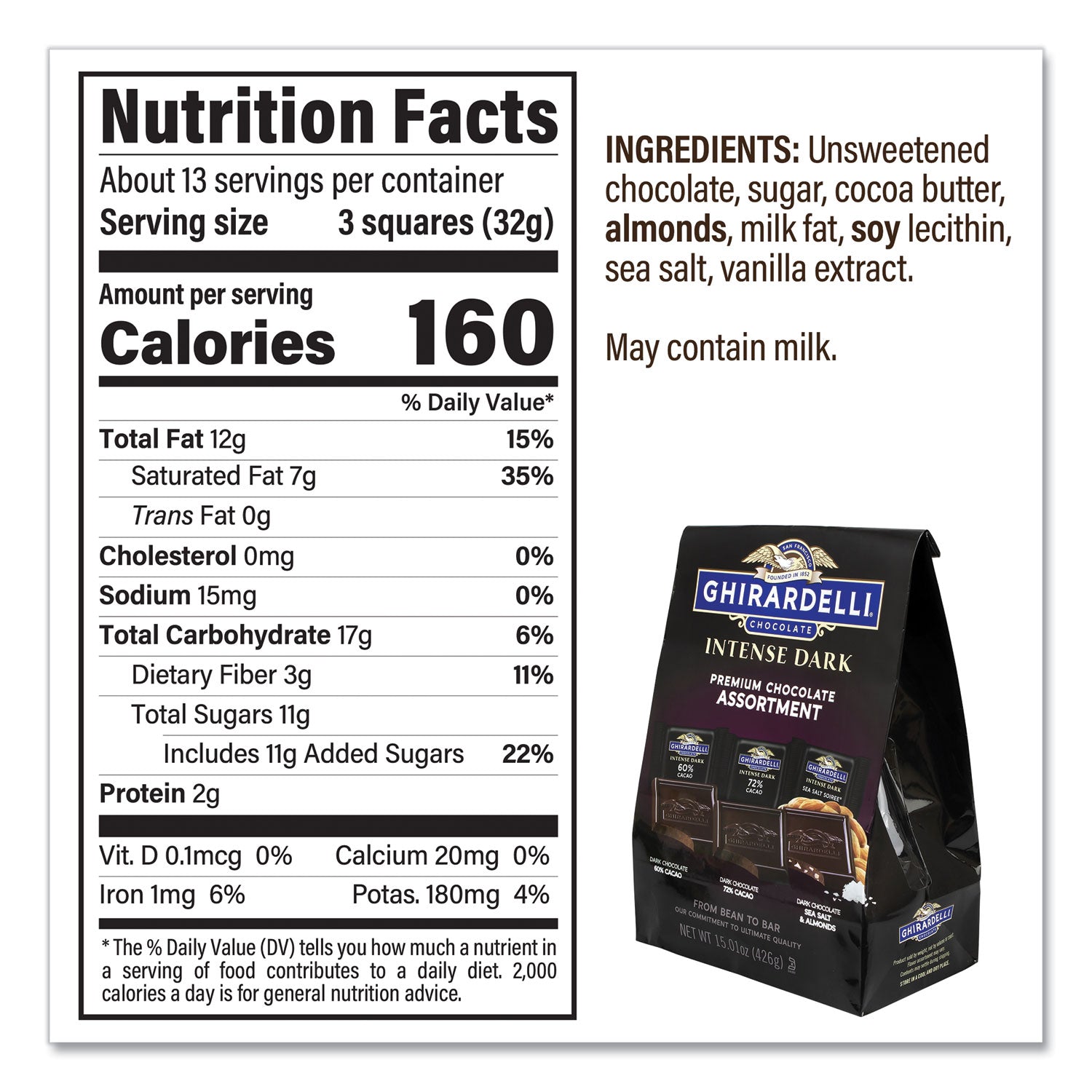 Ghirardelli Intense Dark Chocolate Premium Collection, 15.01 oz Bag (22001102)