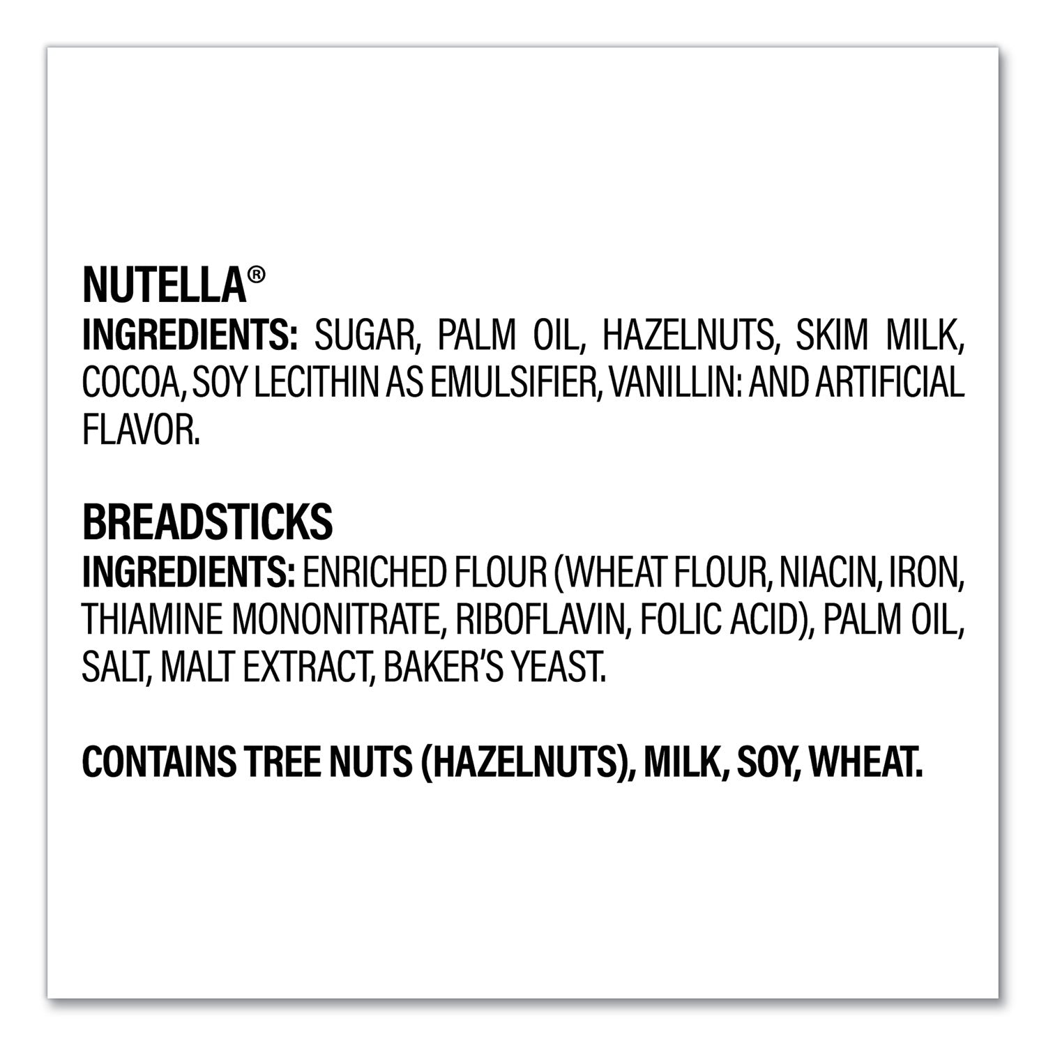 Nutella Hazelnut Spread and Breadsticks, 1.8 oz Single-Serve Tub, 16/Pack (22001135)