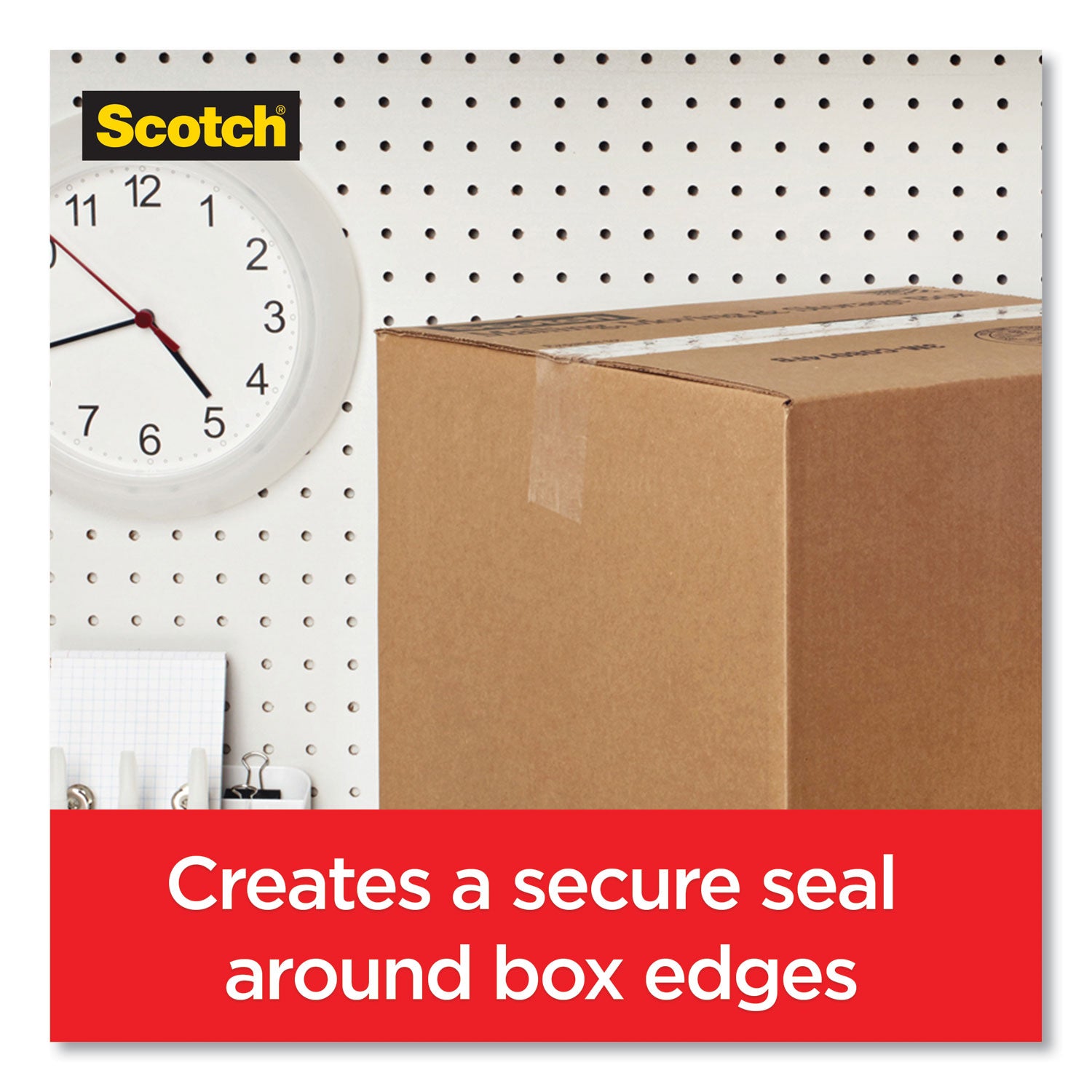 Scotch Box Lock Shipping Packaging Tape with Dispenser, 3" Core, 1.88" x 54.6 yds, Clear, 4/Pack (39504RD)