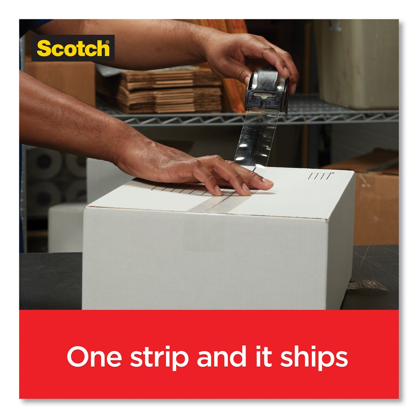 Scotch Box Lock Shipping Packaging Tape with Dispenser, 3" Core, 1.88" x 54.6 yds, Clear, 4/Pack (39504RD)