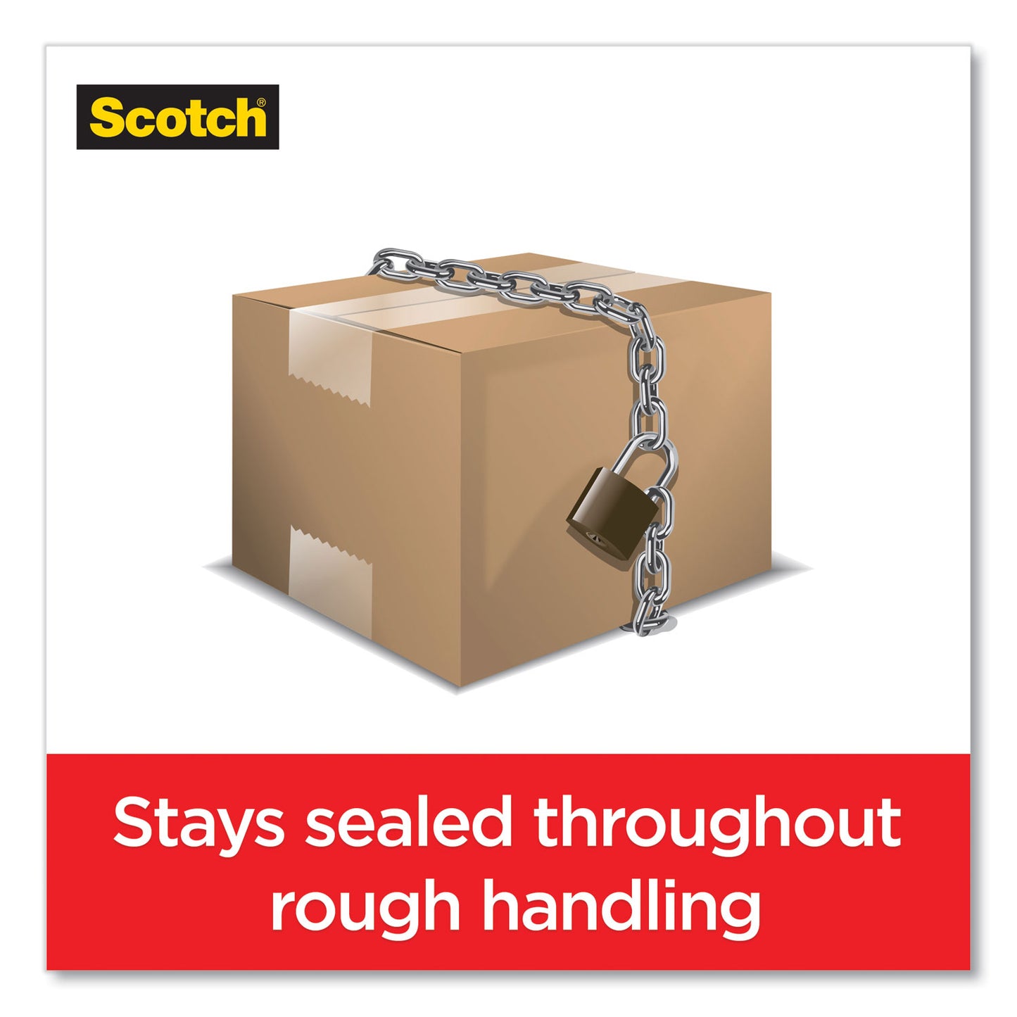 Scotch Box Lock Shipping Packaging Tape with Dispenser, 3" Core, 1.88" x 54.6 yds, Clear, 4/Pack (39504RD)