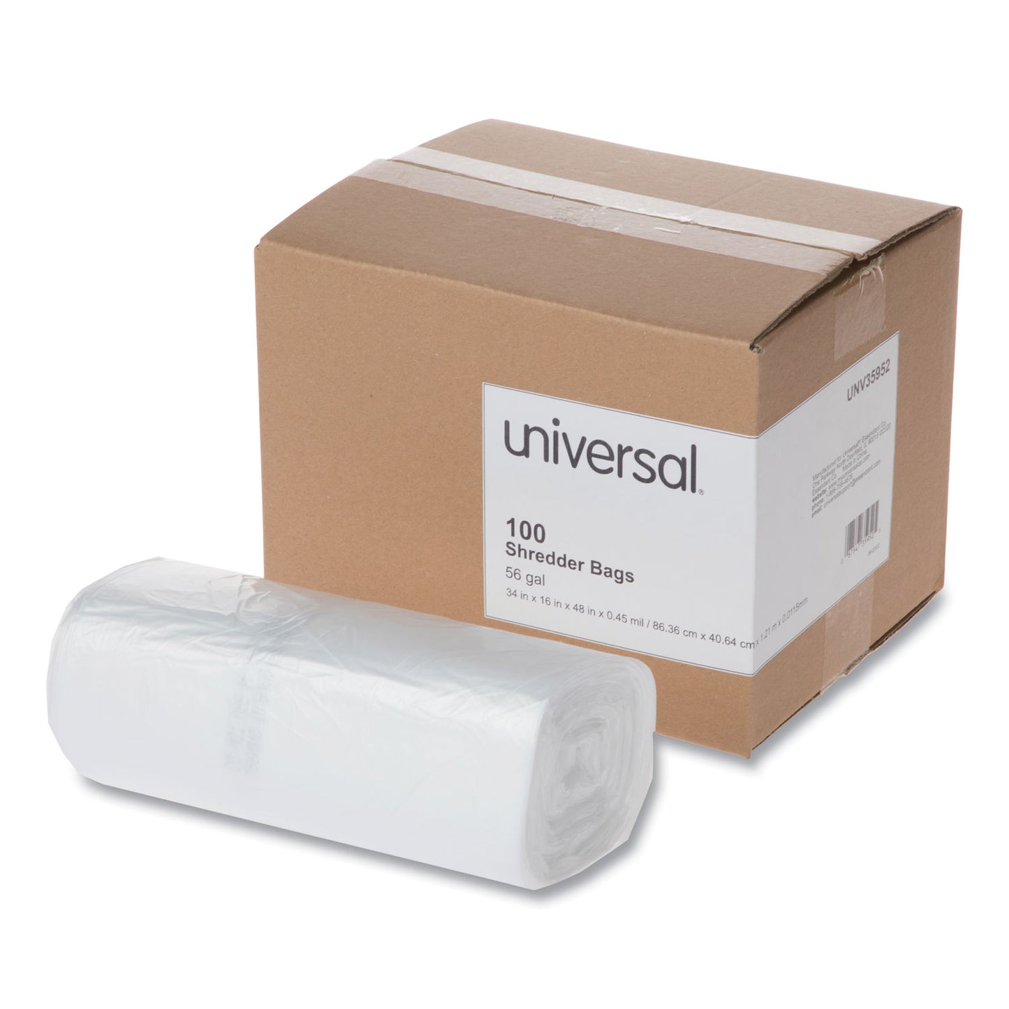 Universal High-Density Shredder Bags, 56 gal Capacity, 100/Box (35952)