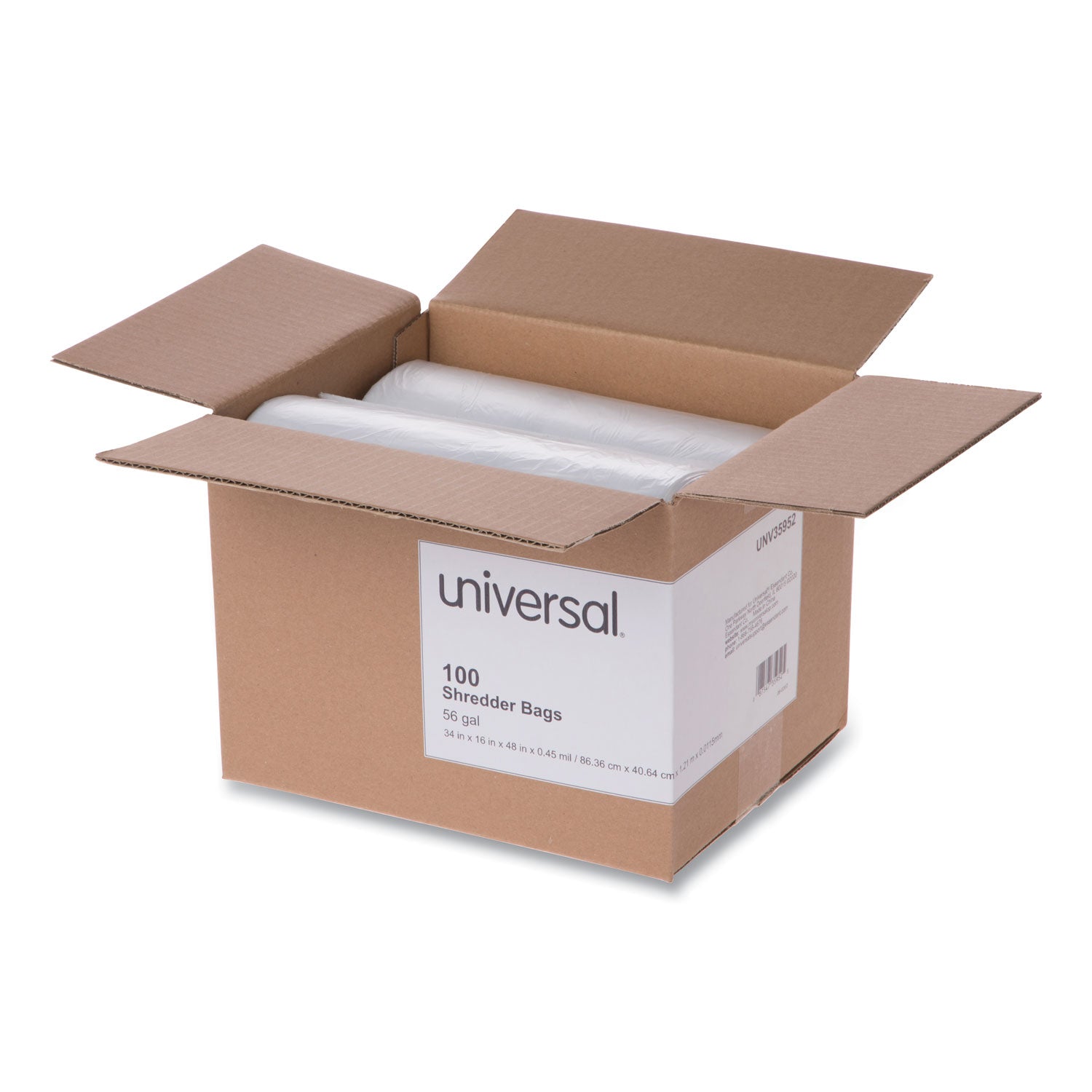 Universal High-Density Shredder Bags, 56 gal Capacity, 100/Box (35952)