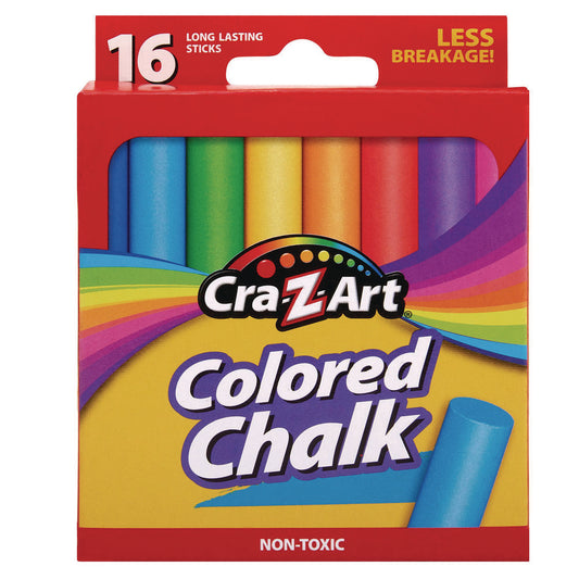 Cra-Z-Art Colored Chalk, Assorted Colors, 16/Pack (1080148)